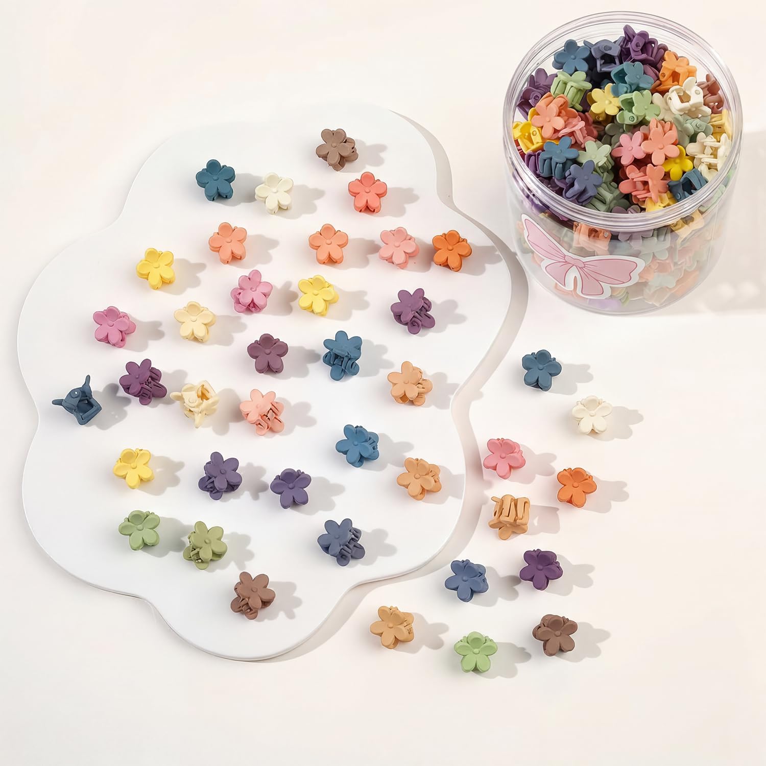 Lizioo assorted colorful mini flower clips spread to show variety and styling options