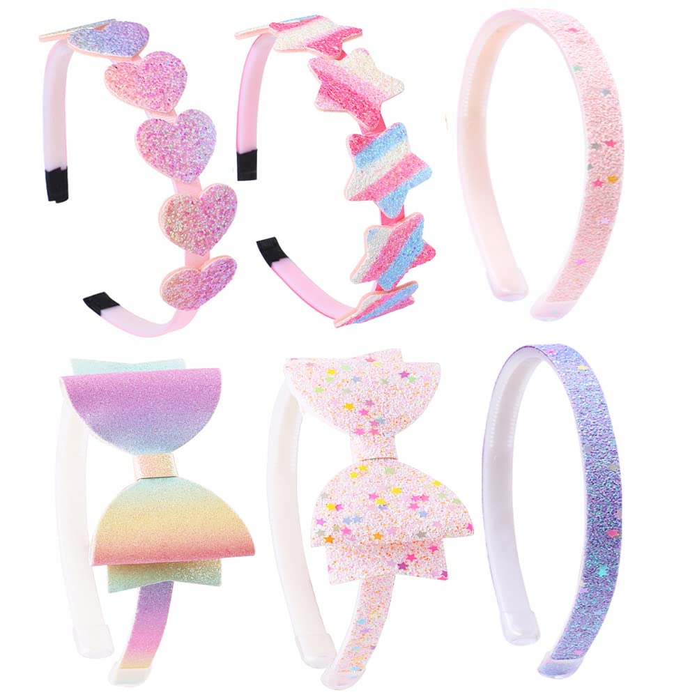 Lizioo front view of six glitter headbands showing variety and easy gifting