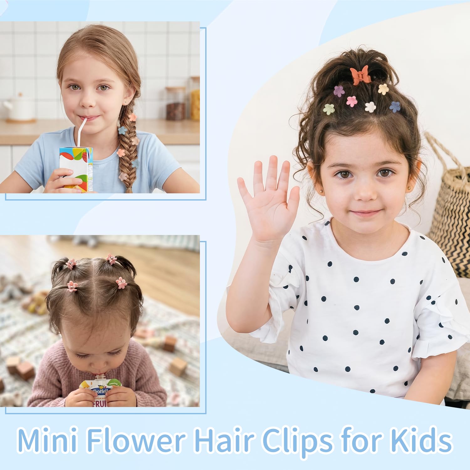 Lizioo clip securing a small section of hair, illustrating gentle hold and decorative flair
