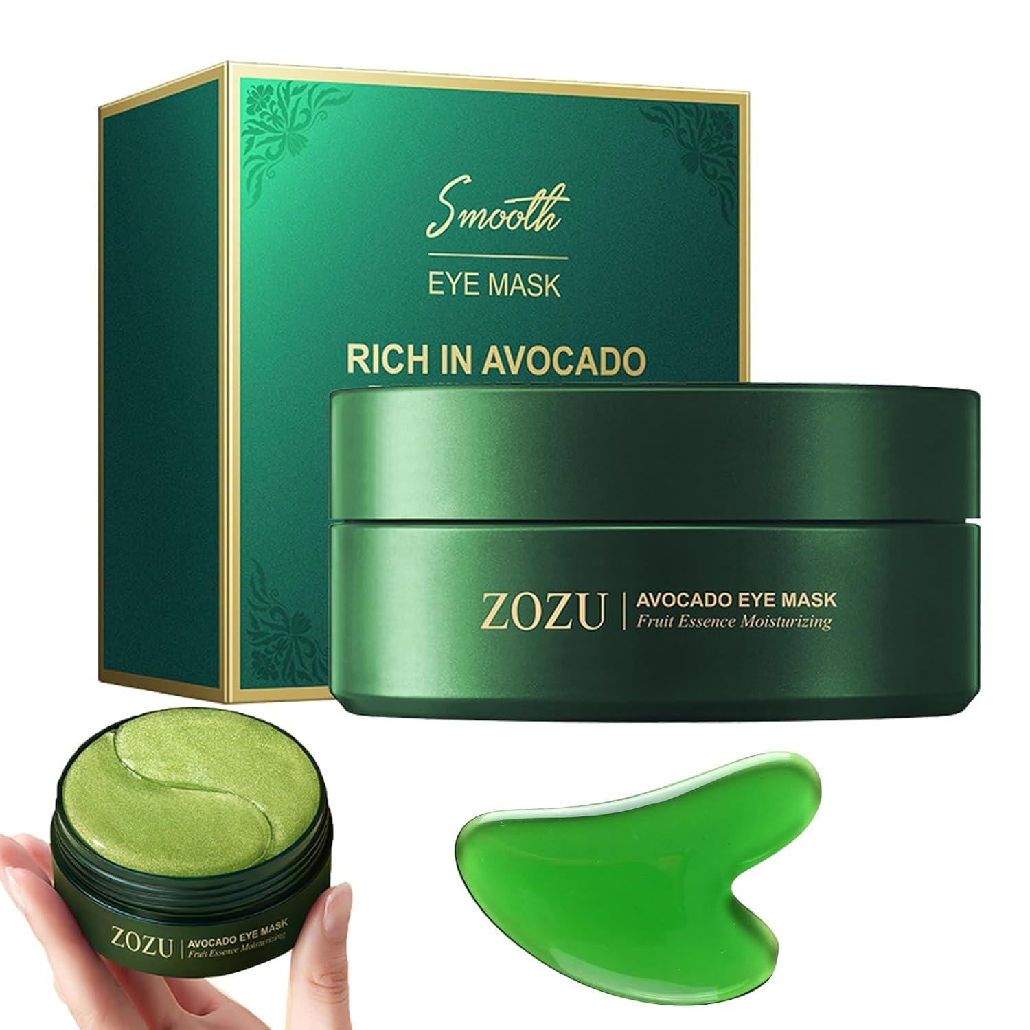 Lkdsoaf front packaging showing avocado eye mask benefits