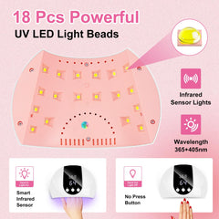LKE hand inside lamp showing size and comfortable fit for full manicure