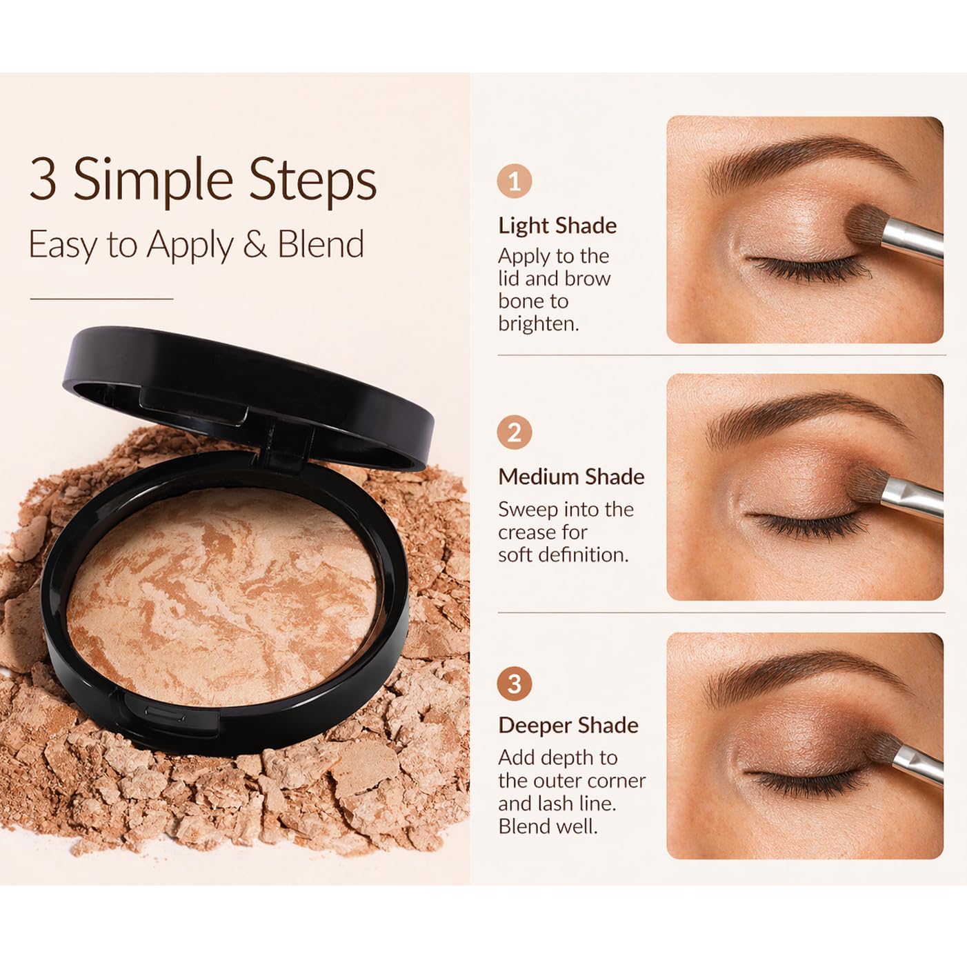 llasido powder brush applying bronzer showing easy buildable coverage