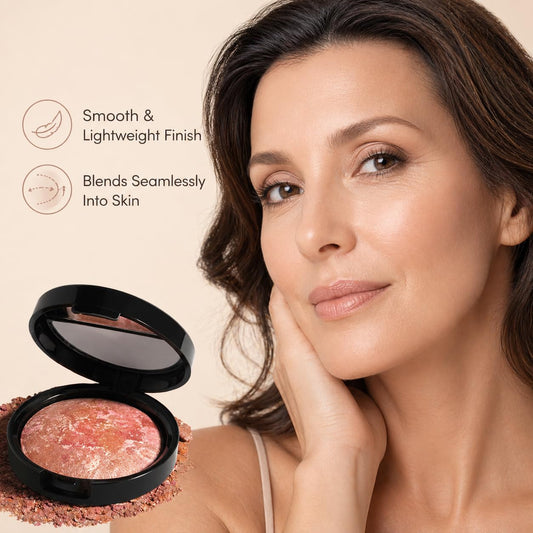 llasido close-up of marbleized baked powder texture delivering silky blendability