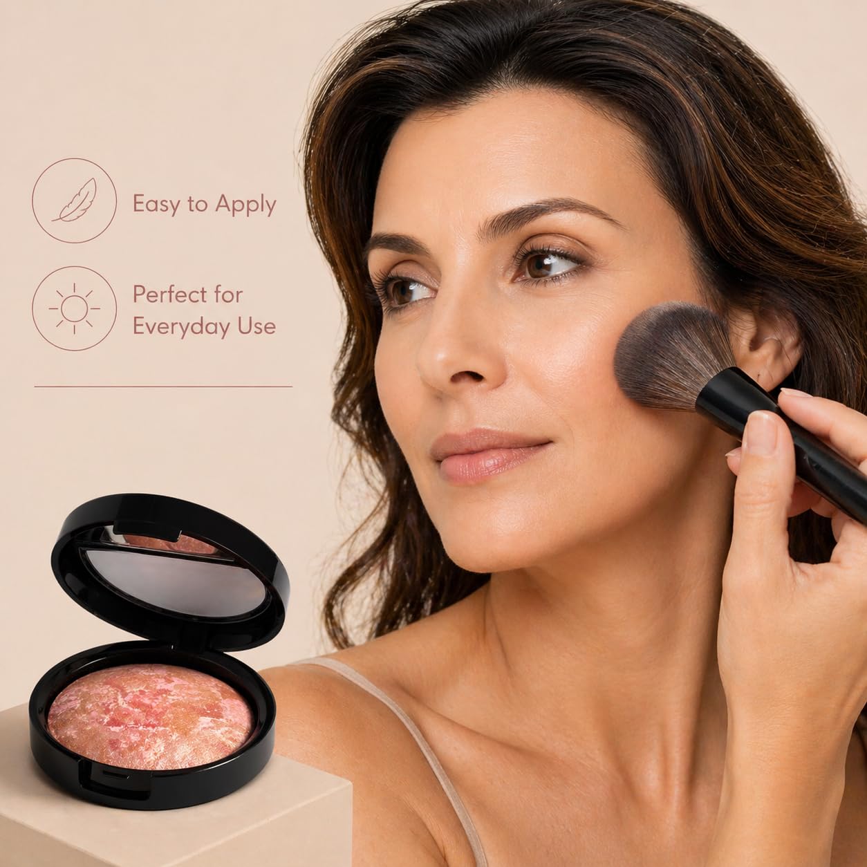 llasido model showing cheek contour with Nebula Night for natural dimension