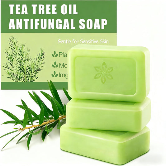 Llkpuygts front packaging showing tea tree relief soap benefits