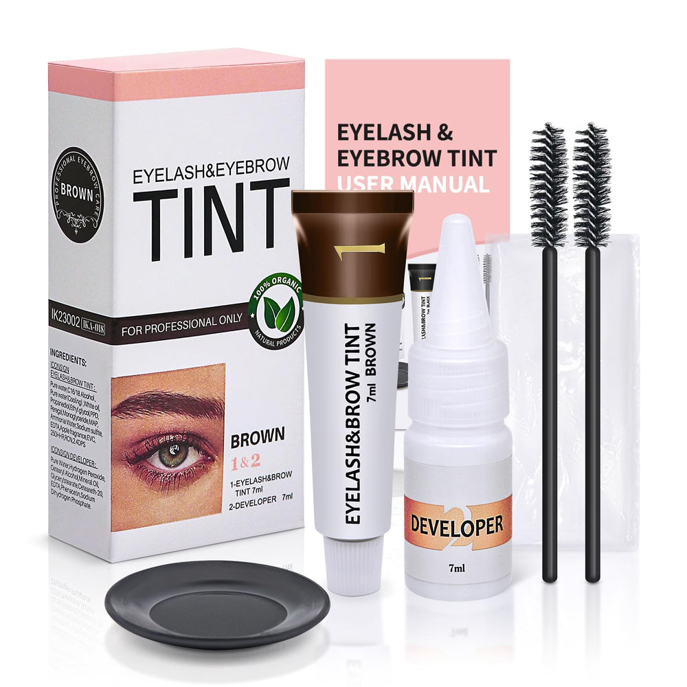 LLNNOVUE front packaging showing brown tint kit and benefit of salon results