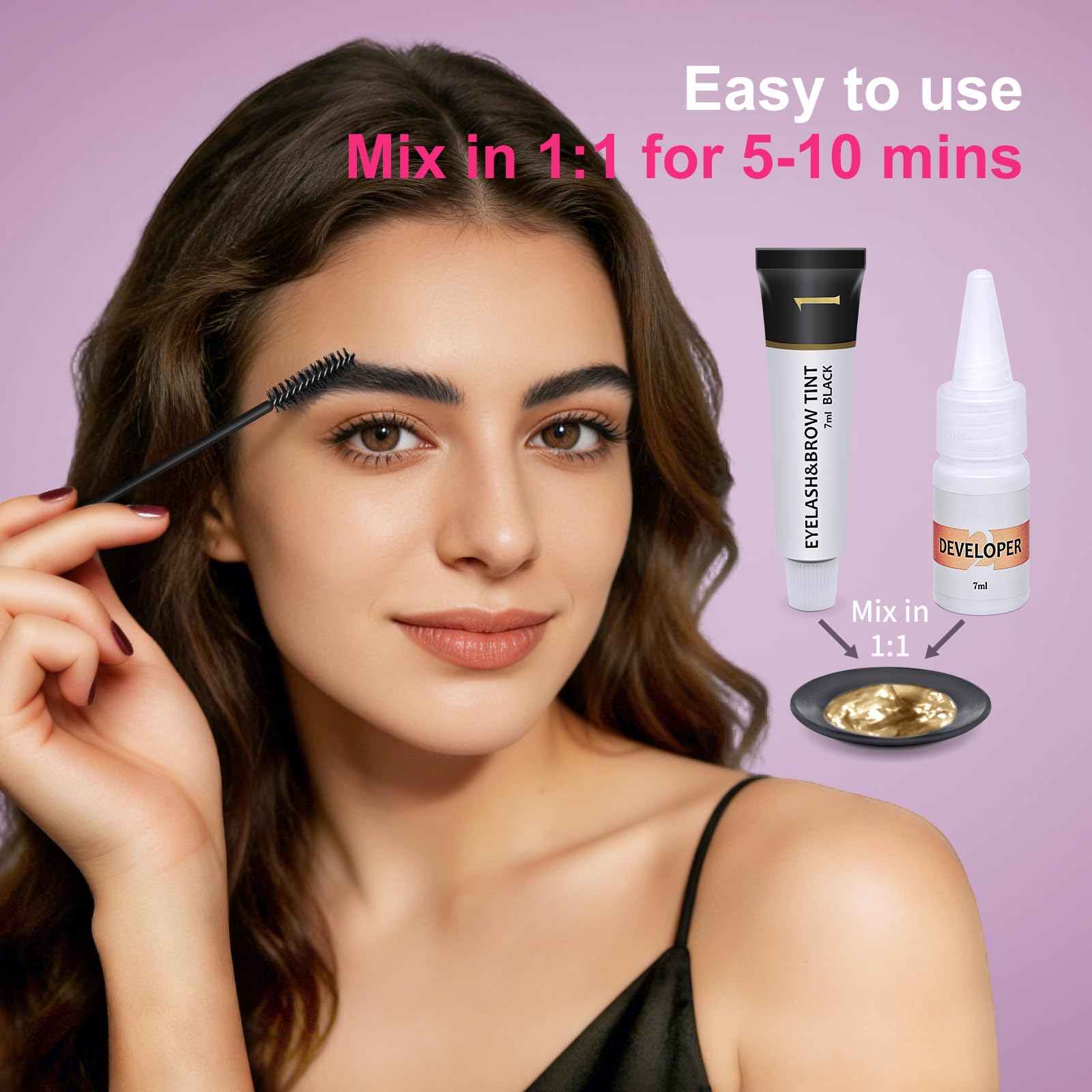 LLNNOVUE lashes in use on model, waterproof smudge-resistant benefit