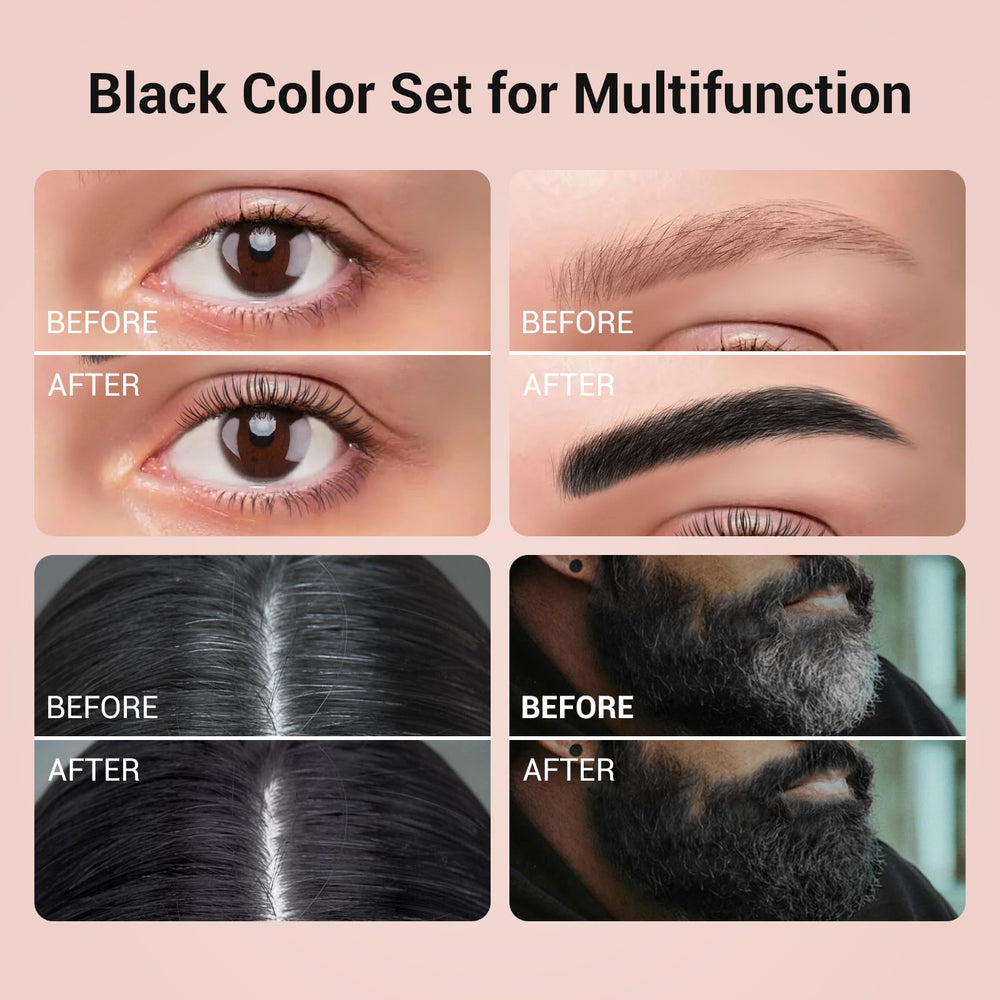 LLNNOVUE on model brows and lashes demonstrating fuller bushy effect