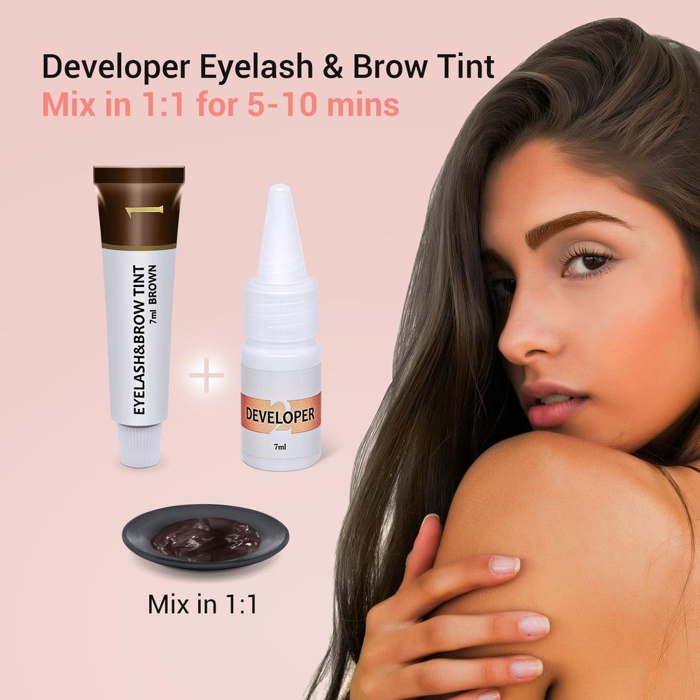 LLNNOVUE shade swatch array illustrating brown tone choices and natural look