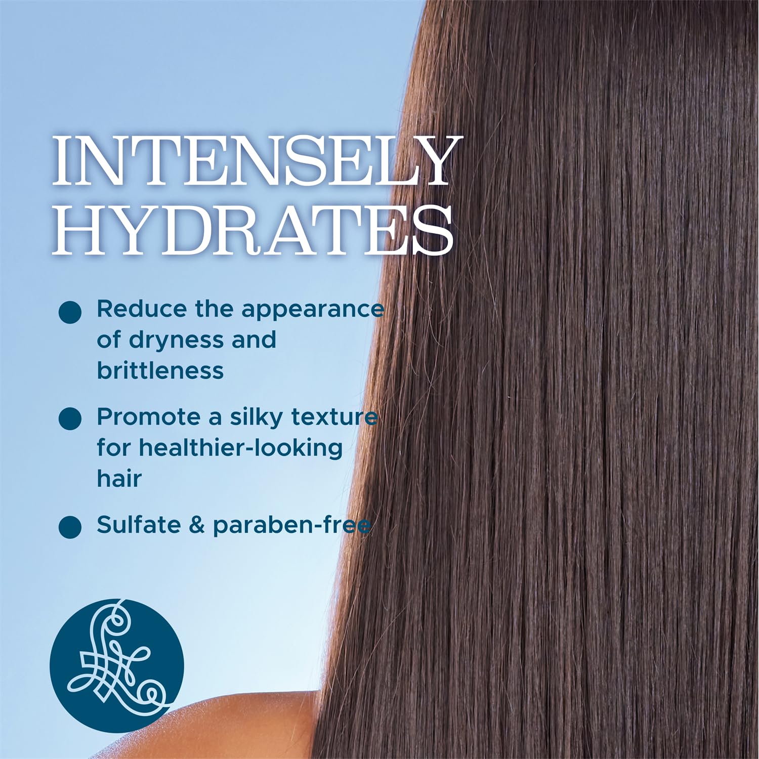L LUSETA application on hair ends demonstrating frizz control and smoother finish benefit