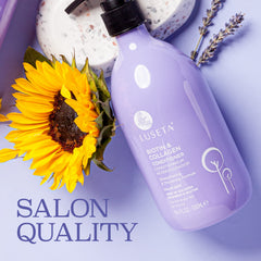 L LUSETA conditioner applied in shower aiding detangling and smoother hair