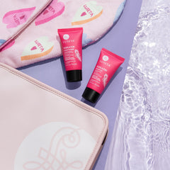 L LUSETA travel duo next to luggage illustrating packing convenience