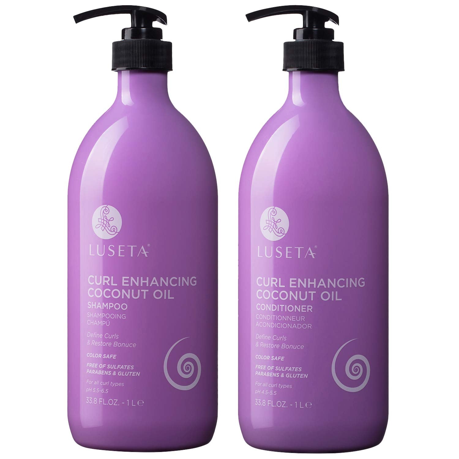 L LUSETA front packaging of shampoo and conditioner set showing product benefits