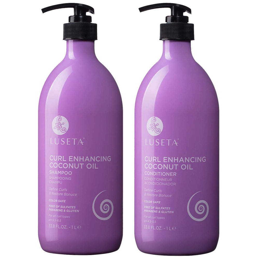 L LUSETA front packaging of shampoo and conditioner set showing product benefits