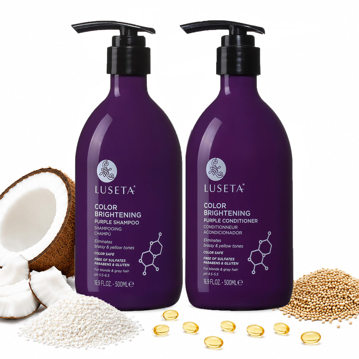 L LUSETA front packaging duo showing bottles and benefits