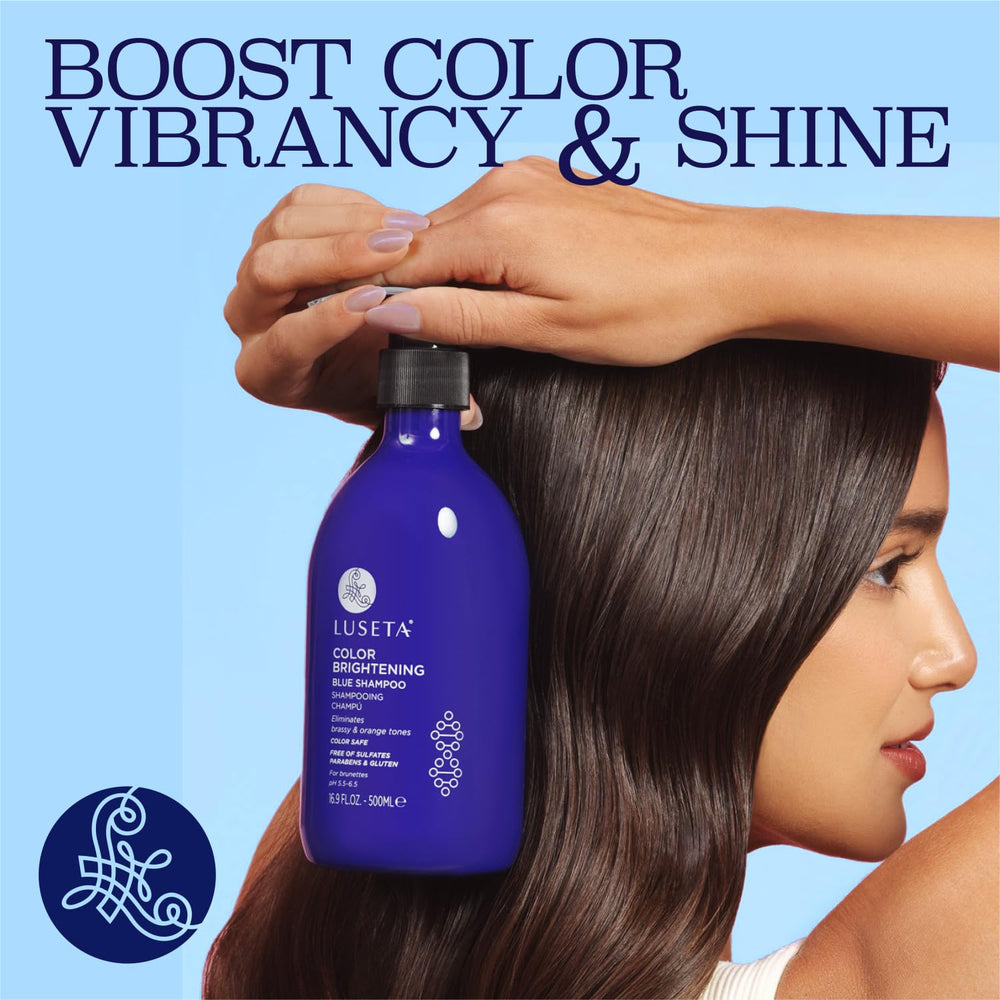 L LUSETA being applied to wet hair demonstrating targeted brassiness control