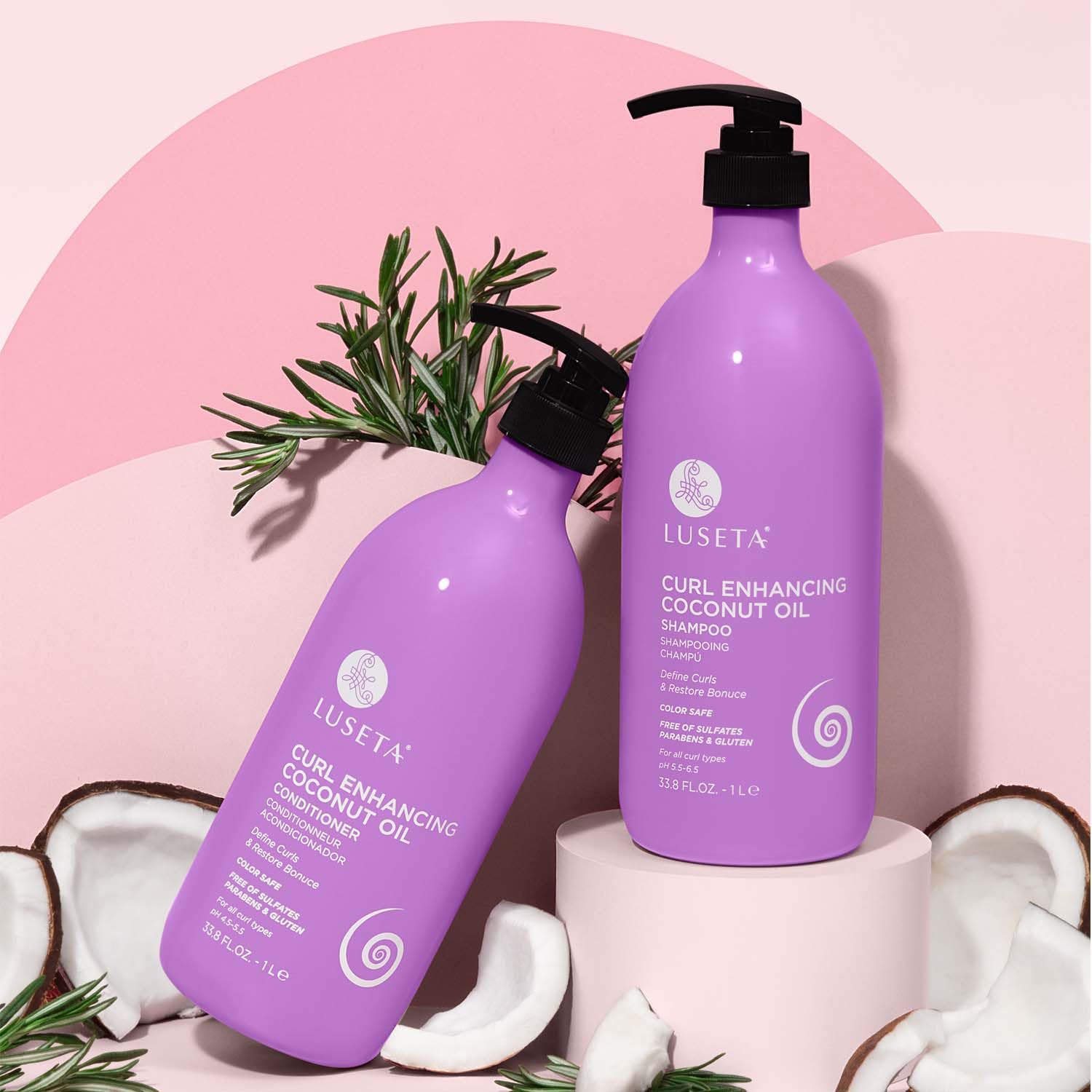 L LUSETA shampoo pouring to show lather and gentle cleansing action