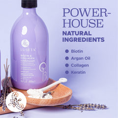 L LUSETA conditioner texture close-up showing creamy formula for easy spread