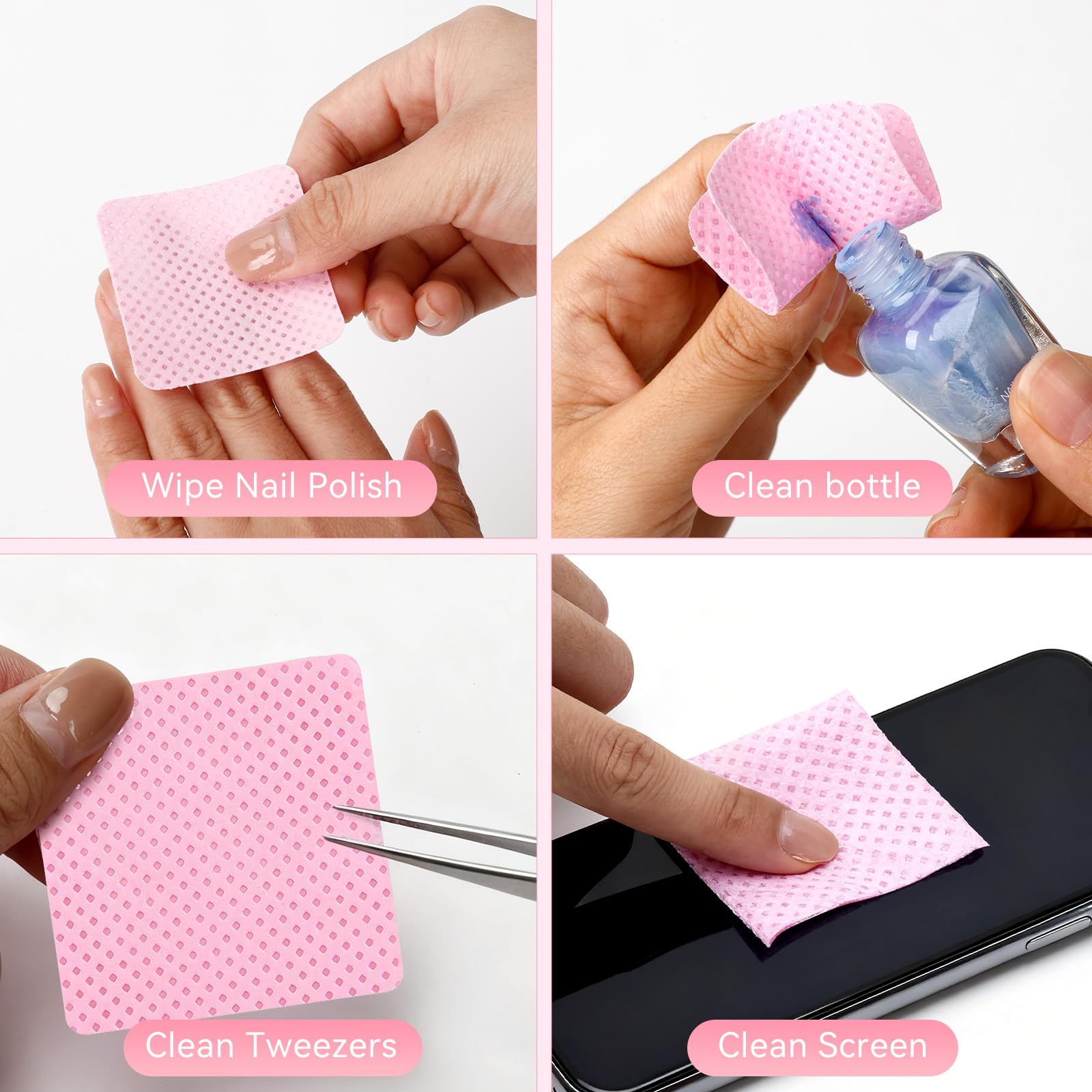 LNDIEHS wipe removing nail polish showing effective, clean polish removal