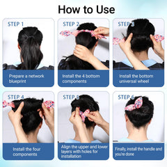 Lnngub bun maker being used on long hair for fast polished updo