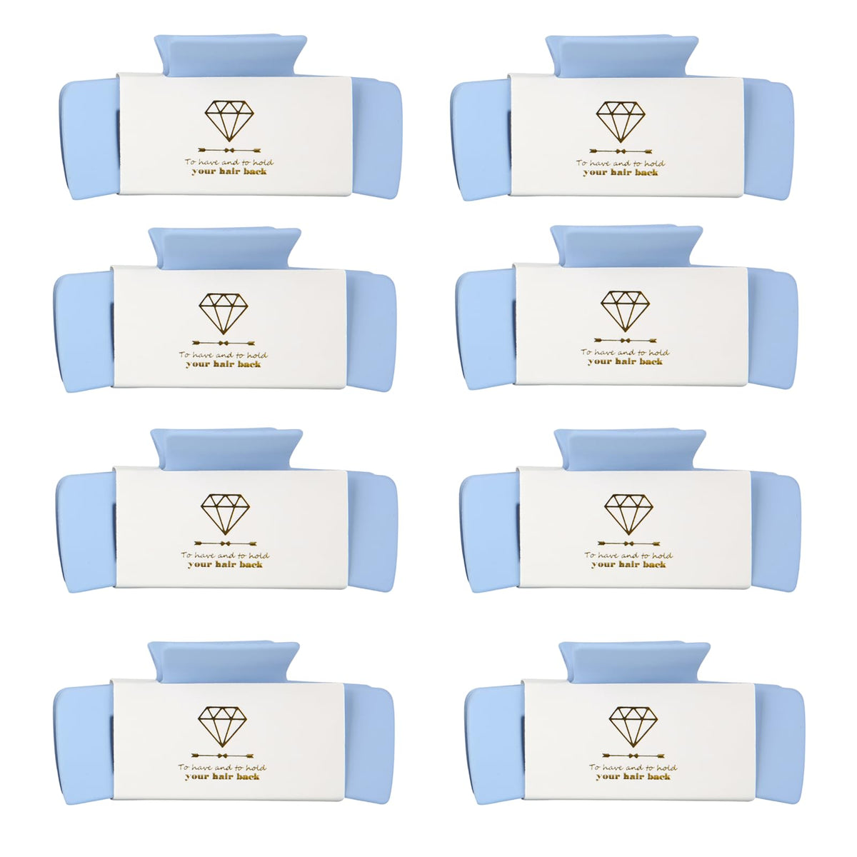Loanzeg dusty blue front packaging showing set of eight clips and gift card benefit cohesive gifting