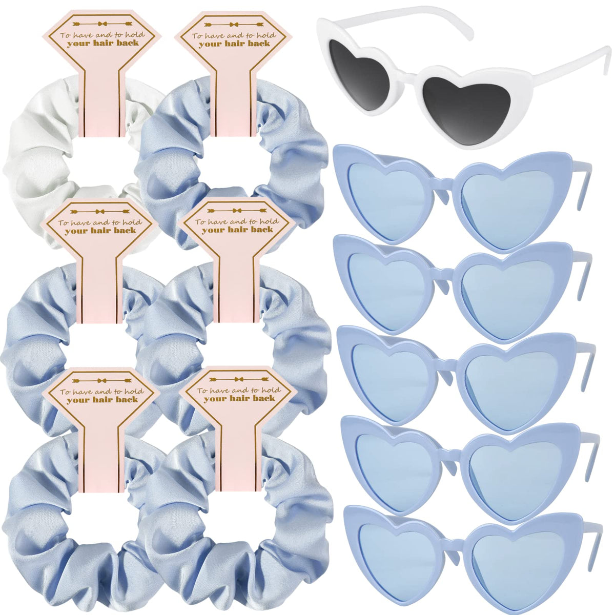 Loanzeg front packaging showing six scrunchies and sunglasses, elegant gift ready