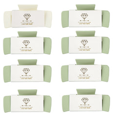 Loanzeg front packaging showing white and sage clips and elegant gift card — attractive presentation