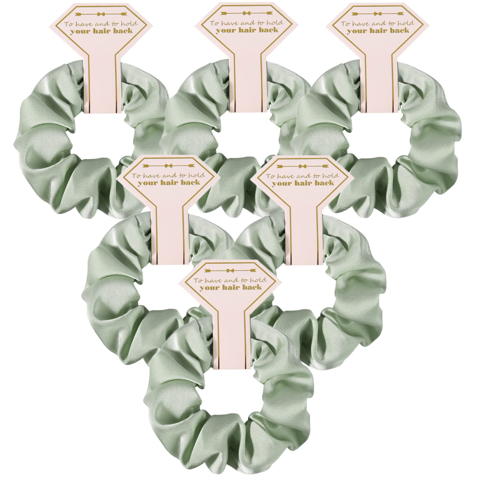 Loanzeg scrunchies front packaging showing sage green set and gift appeal