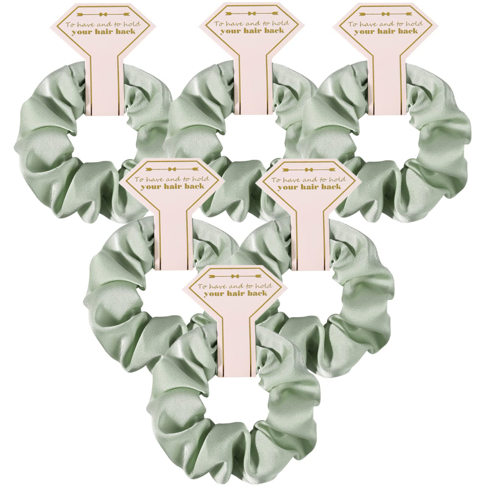 Loanzeg scrunchies front packaging showing sage green set and gift appeal