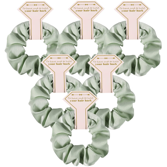 Loanzeg scrunchies front packaging showing sage green set and gift appeal