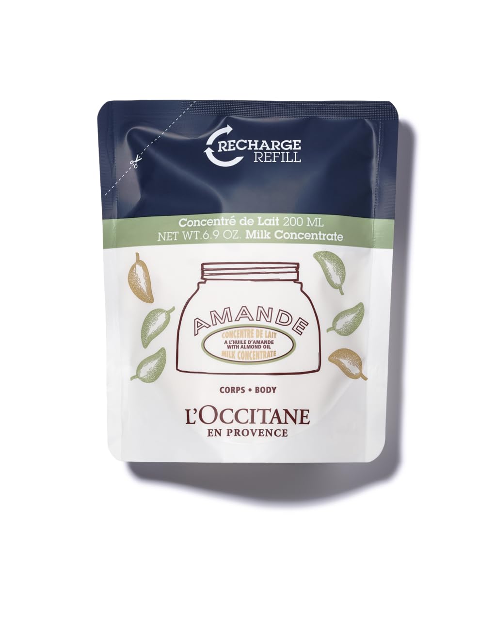 L'OCCITANE refill front packaging showing product and benefit of eco refill