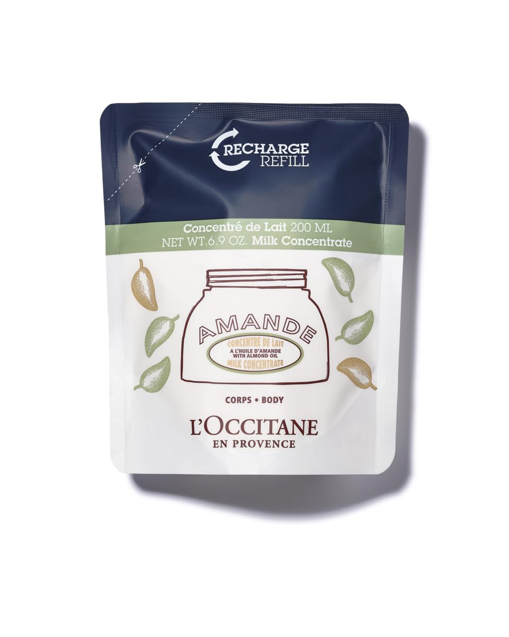 L'OCCITANE refill front packaging showing product and benefit of eco refill