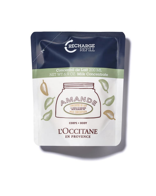 L'OCCITANE refill front packaging showing product and benefit of eco refill
