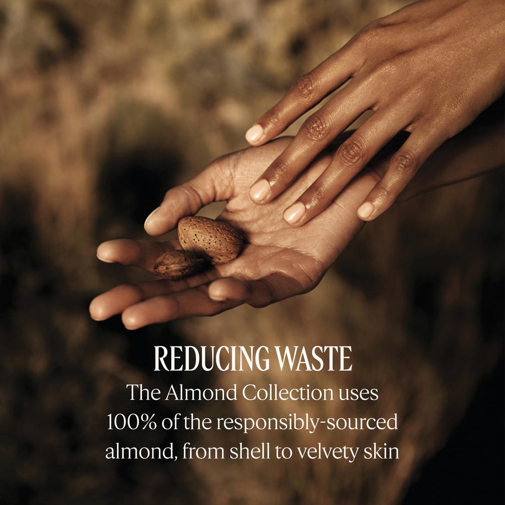 L'OCCITANE almond milk veil label detail highlighting ingredient callouts and scent