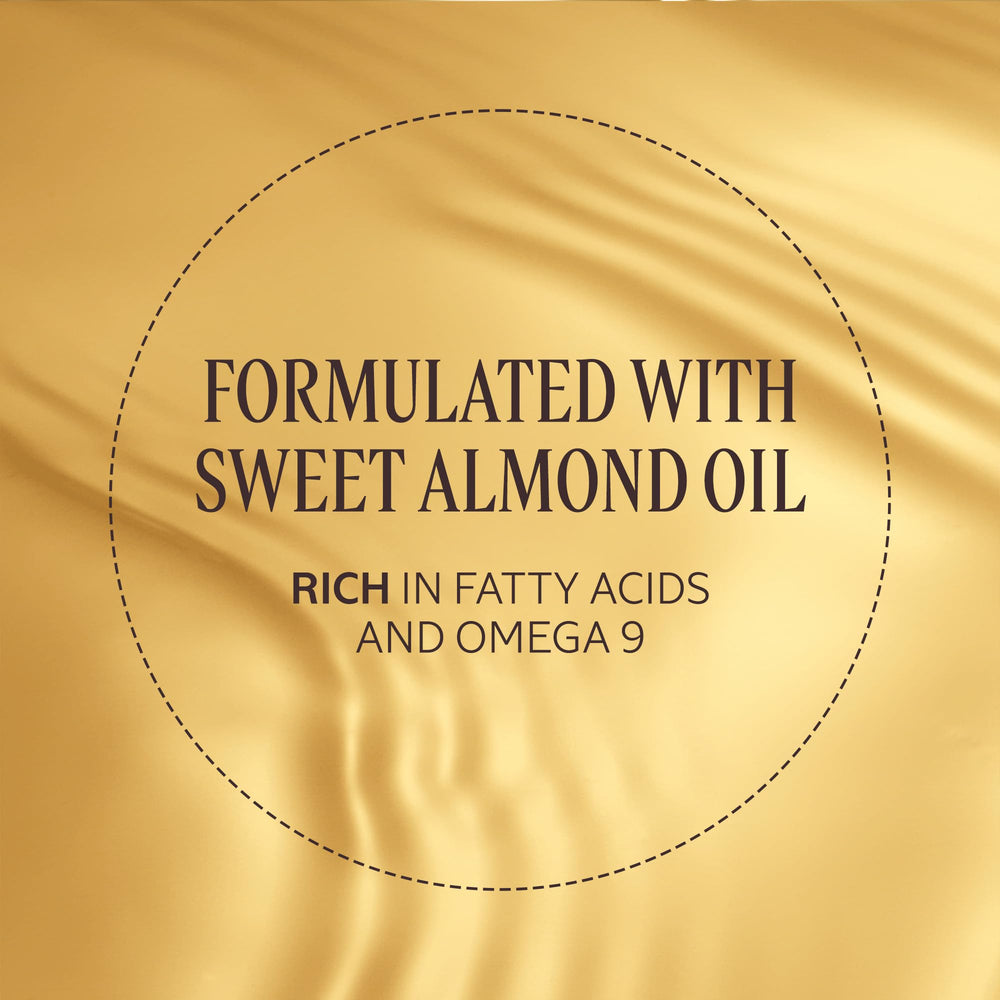 Label detail on L'OCCITANE Almond Shimmering Body Oil highlighting product name and almond scent