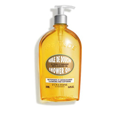 L'OCCITANE front bottle showing almond shower oil and size benefits