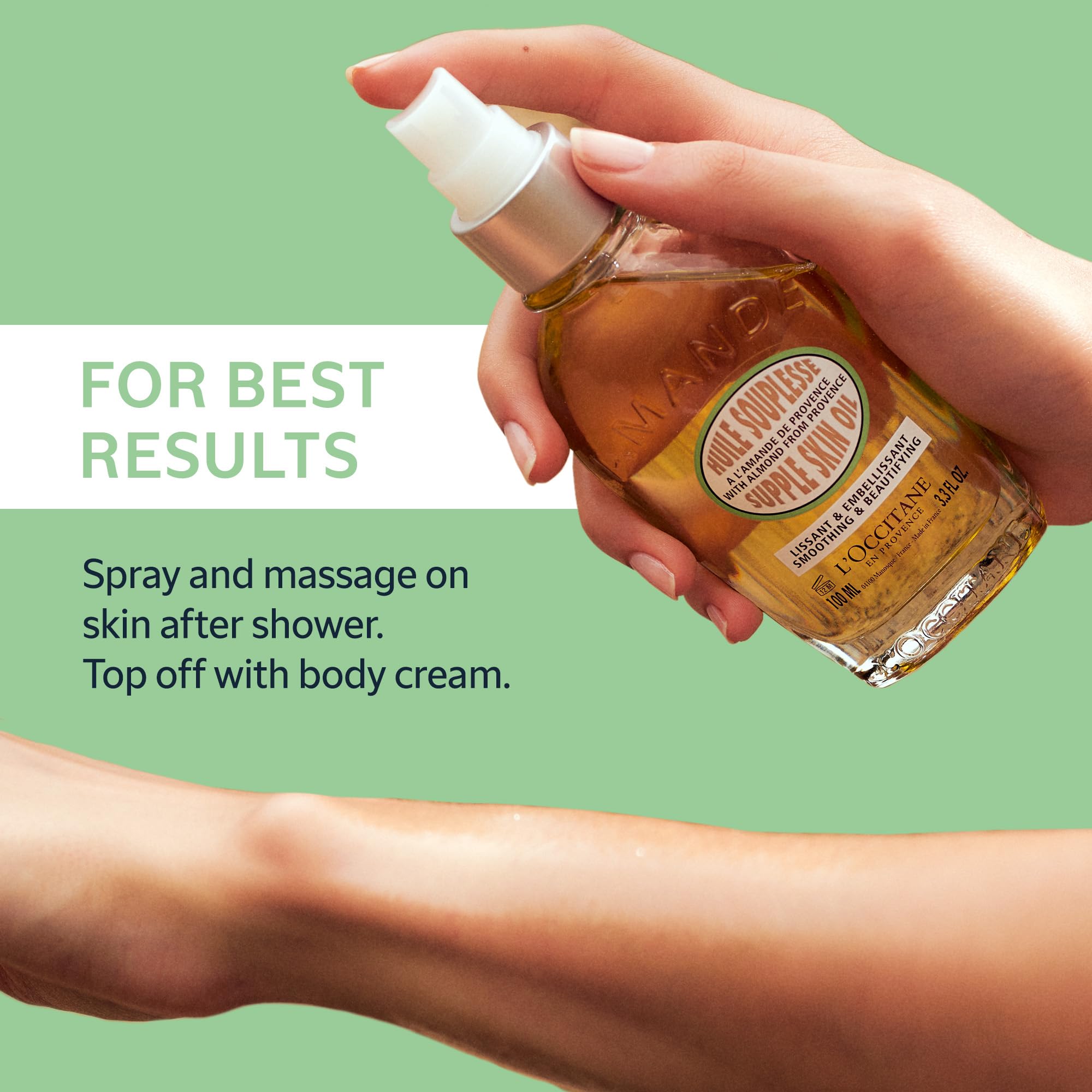 L'Occitane applied on forearm in use showing immediate softening benefit