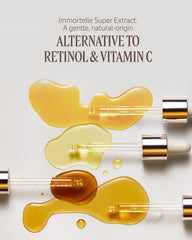 L'OCCITANE jar beside immortelle flowers showing natural extract source and radiance benefit
