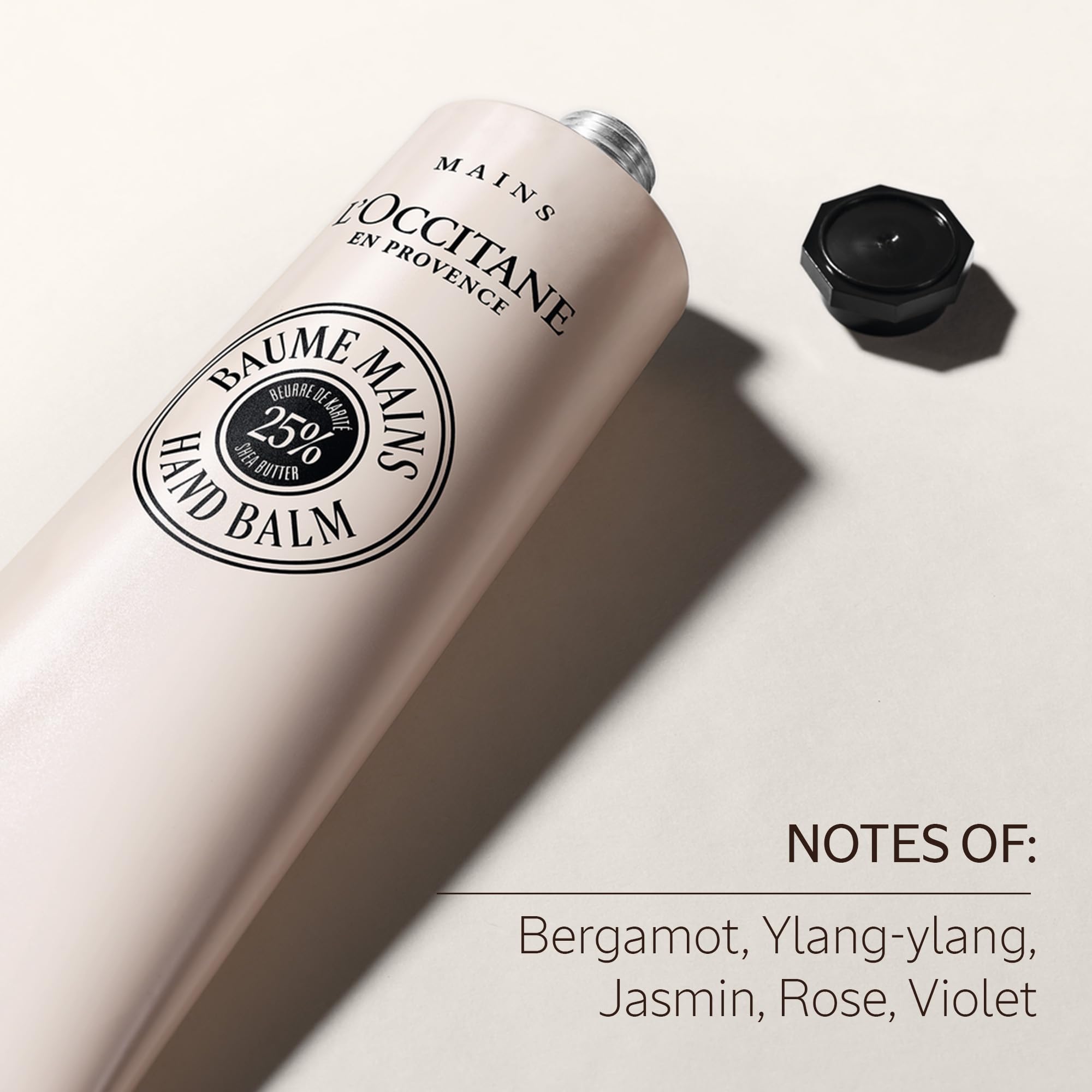 L'OCCITANE ingredients close-up featuring shea butter and allantoin for soothing benefits