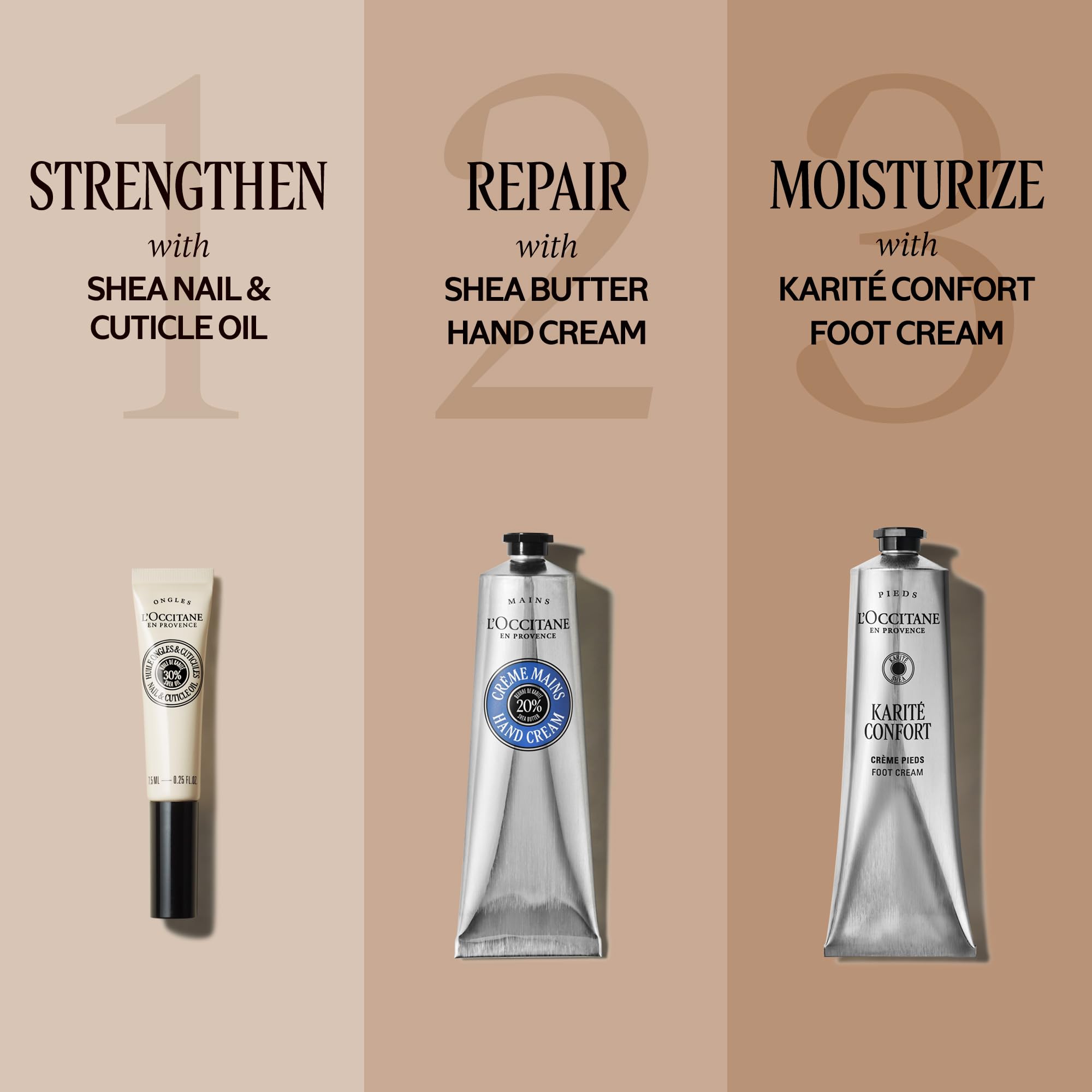 L'OCCITANE ingredient label highlighting organic shea butter benefit