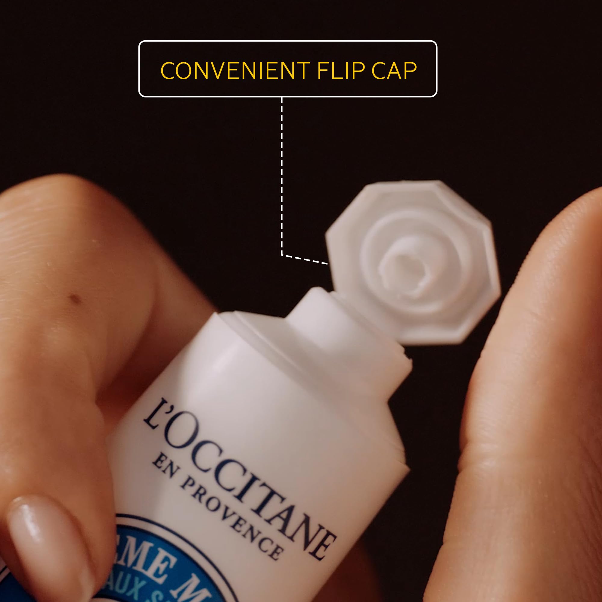 L'Occitane lavender tube detail highlighting label and calming scent for relaxation benefit