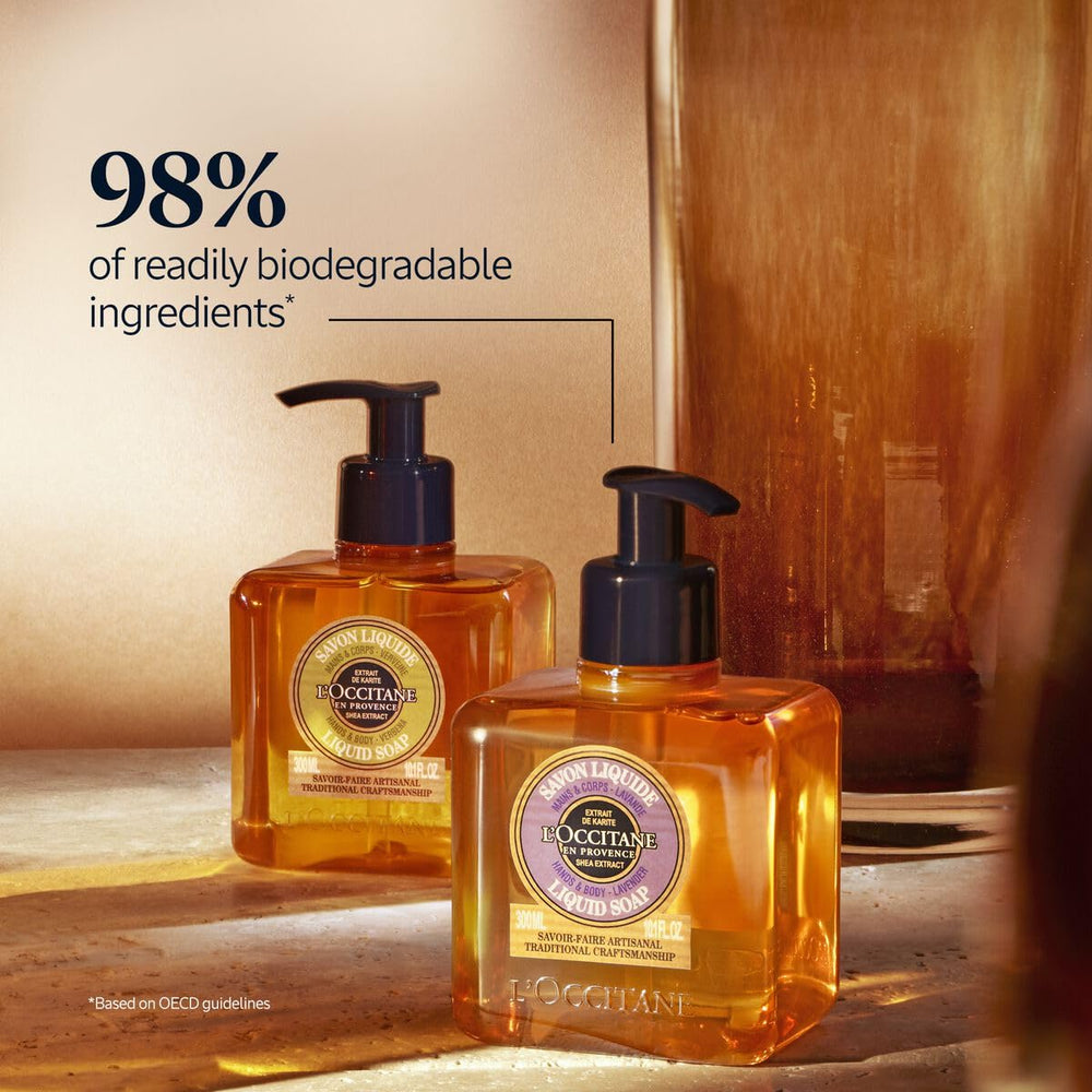 L'Occitane lather in hand demonstrating gentle cleanse and softening benefit