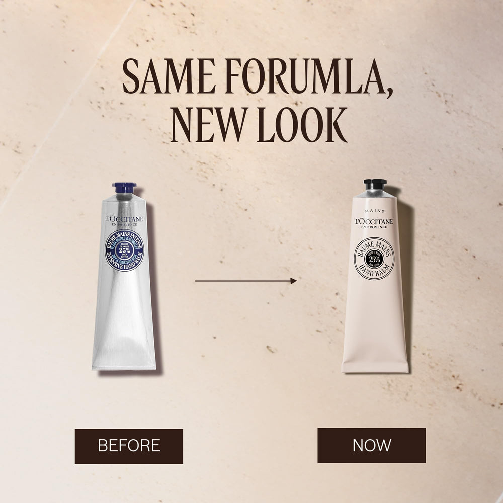 L'OCCITANE open cap and creamy texture visible to highlight rich shea butter hydration