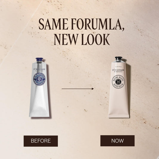 L'OCCITANE open cap and creamy texture visible to highlight rich shea butter hydration