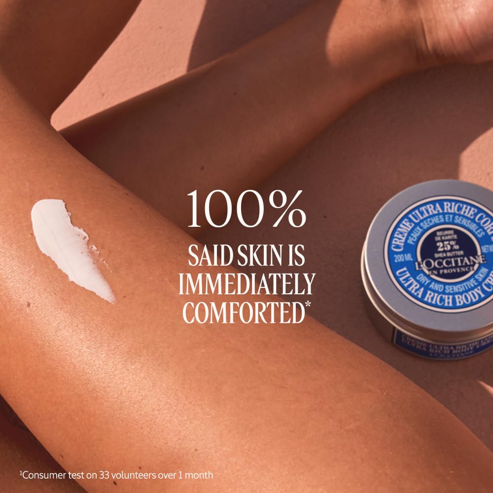 L'OCCITANE shea foot balm texture on spoon highlighting intense moisturization for heels