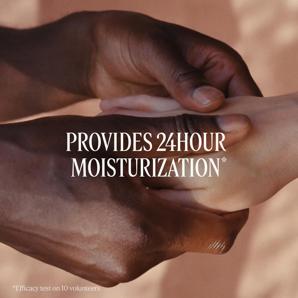 L'OCCITANE cream being massaged into hands for visible softness benefit