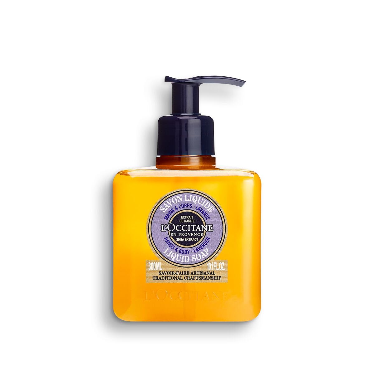 L'Occitane front bottle showing packaging and gentle lavender aroma benefit