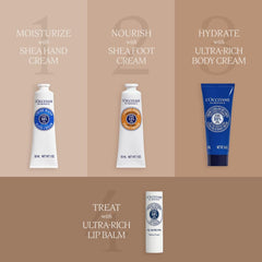 L'OCCITANE shea set styled in bathroom scene illustrating daily routine convenience