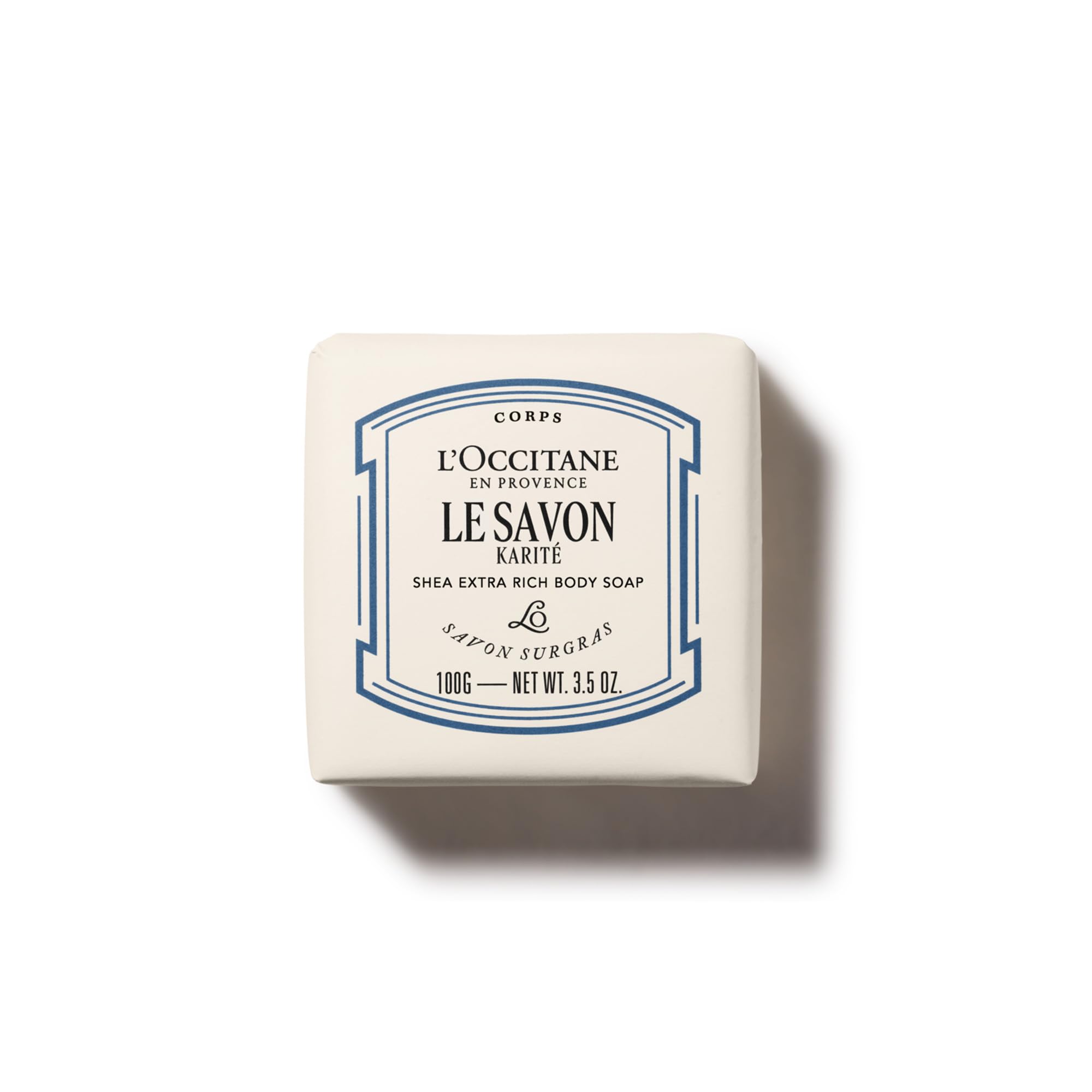 L'OCCITANE soap front packaging showing shea butter benefits