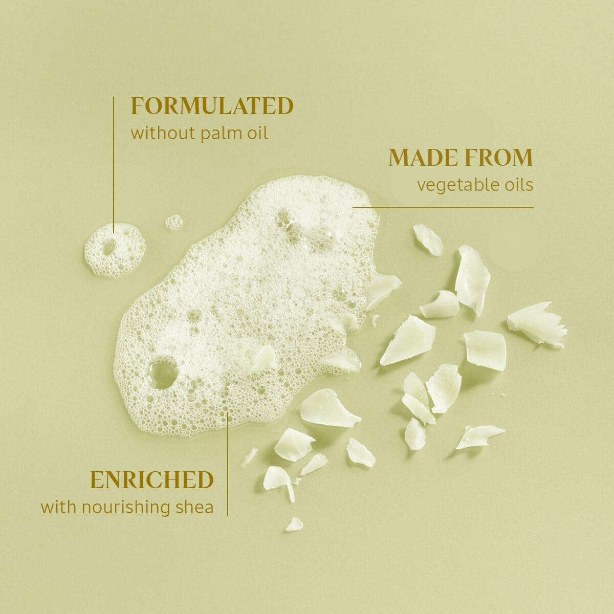 L'Occitane Shea Verbena soap producing foam in hand for easy rinsing and hydration